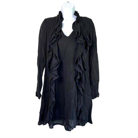 Atos Lombardini Womens Italian Chiffon Ruffle Event Dress Size 8 Party Cocktails - Picture 1 of 5